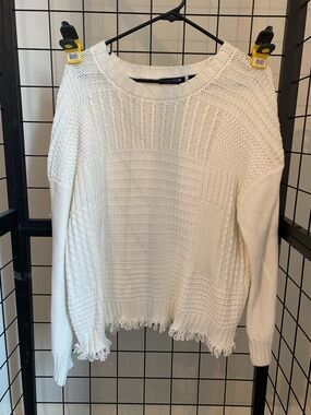 Cream Knit Fringe Hem Women's Sweater by Architect